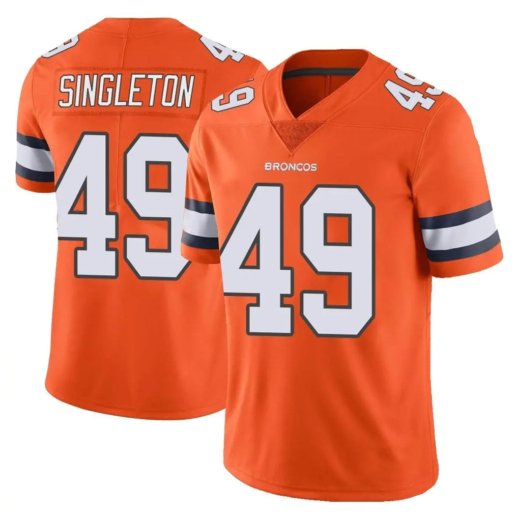 D.Broncos #49 Alex Singleton Player Orange Vapor Untouchable Limited Home Game Jdoa Stitched Jerseys