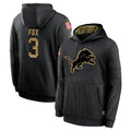 D.Lions #3 Jack Fox Player Black Salute to Service Hoodies Limited Game Jdoa Stitched Jerseys
