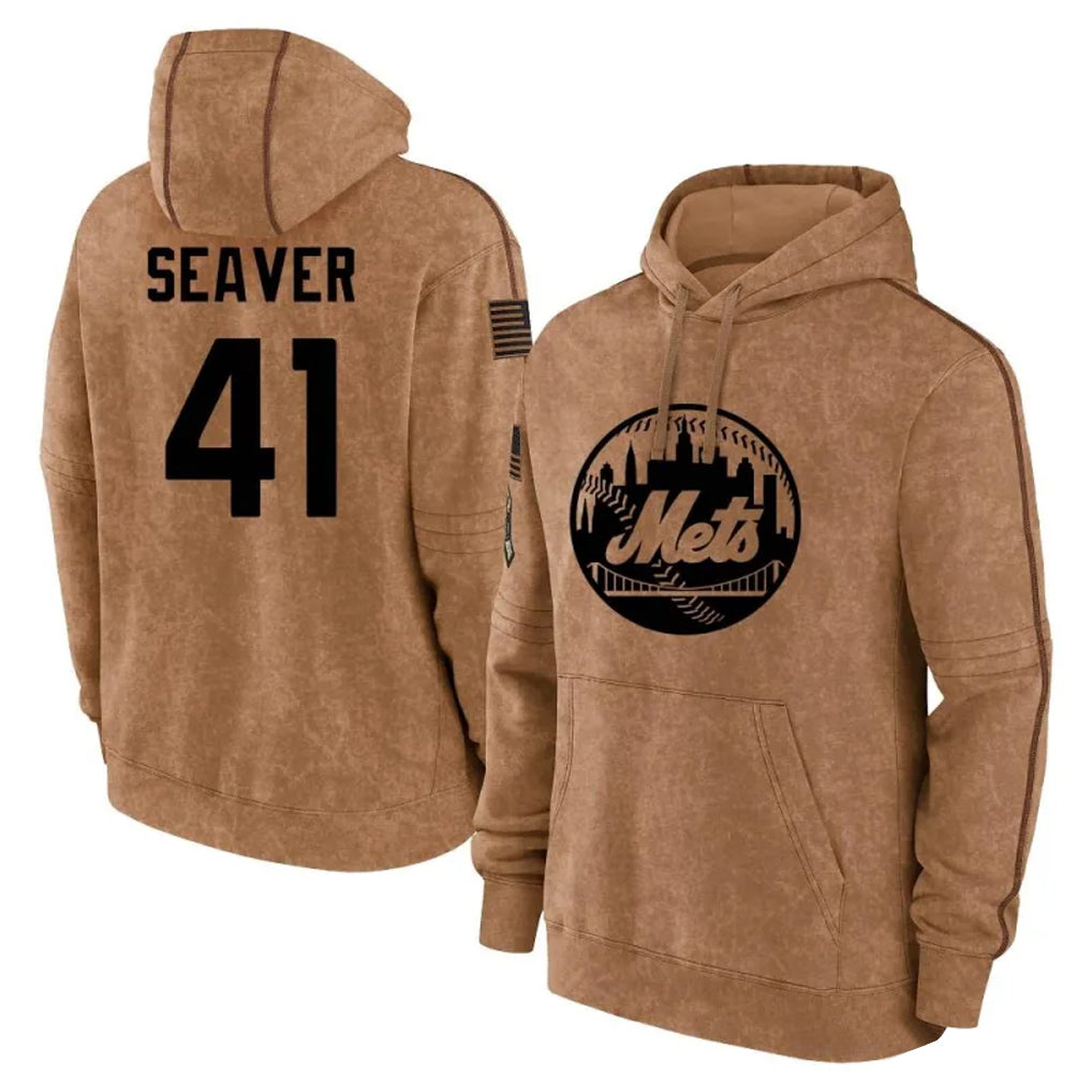 NY.Mets #41 Tom Seaver Player Brown Club Pullover Hoodie Game Jdoa Stitched Jerseys