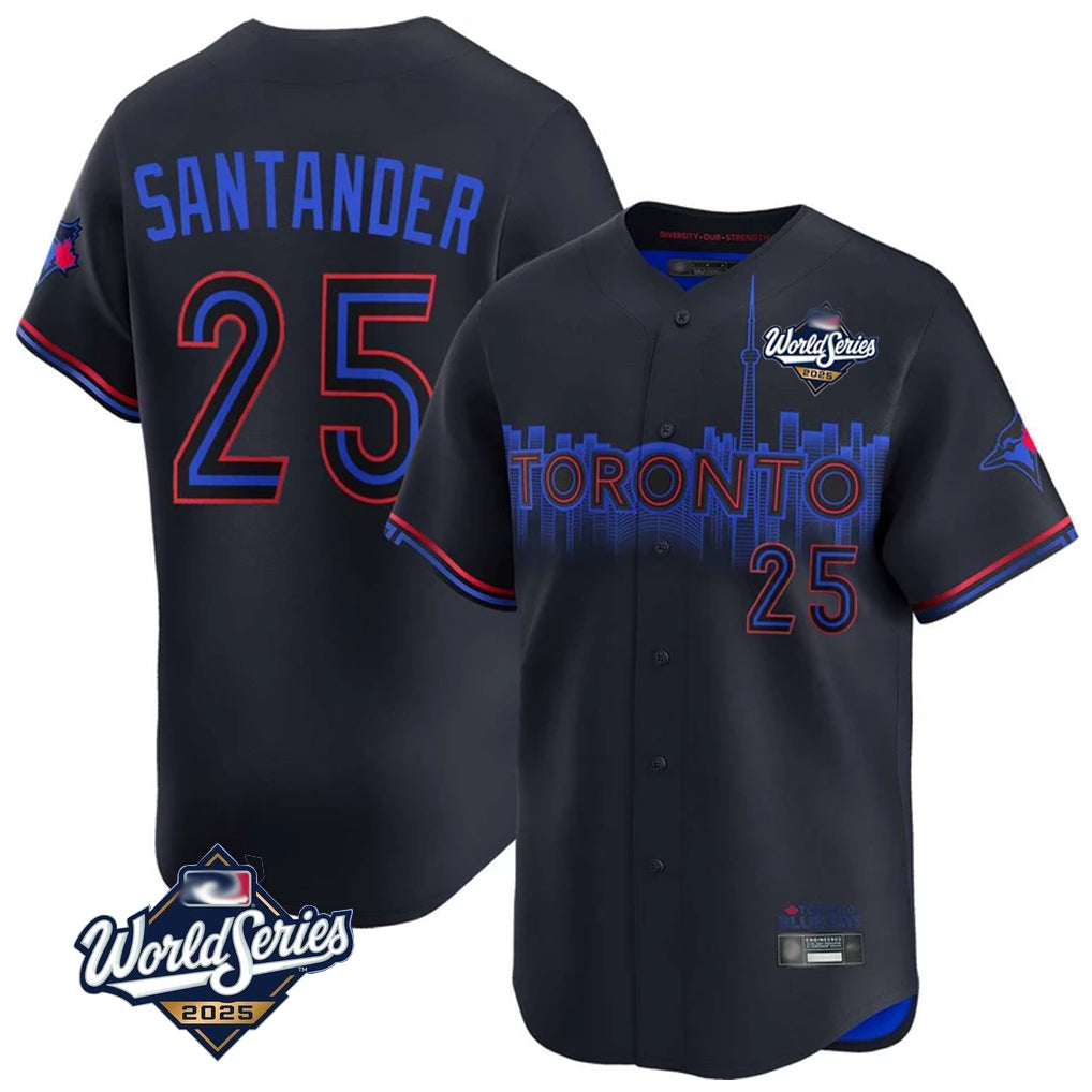 T.Blue Jays #25 Anthony Santander Player Black&Blue 2025 World Series City Connect Limited Jdoa Stitched Jerseys