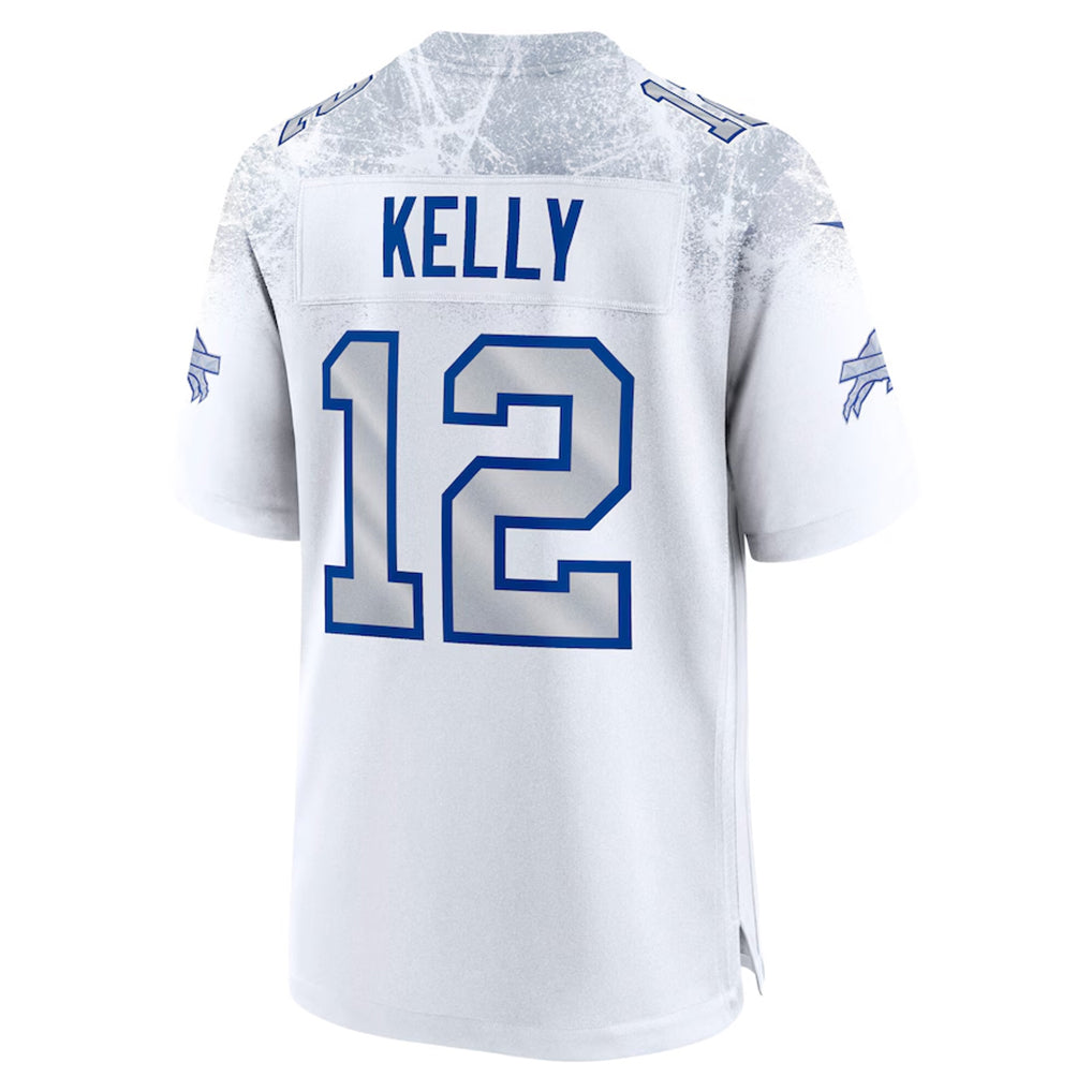 B.Bills #12 Jim Kelly Player White Rivalries Collection Game Jdoa Stitched Jerseys