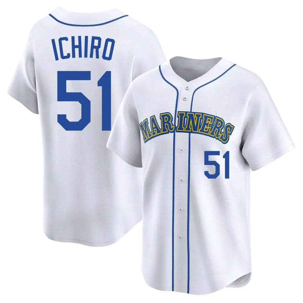 S.Mariners #51 Ichiro Suzuki Player White Pitch Fashion Game Jdoa Stitched Jerseys