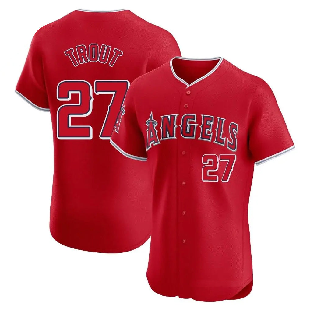 LA.Angels #27 Mike Trout Player Red Home Limited Elite Jdoa Stitched Jerseys