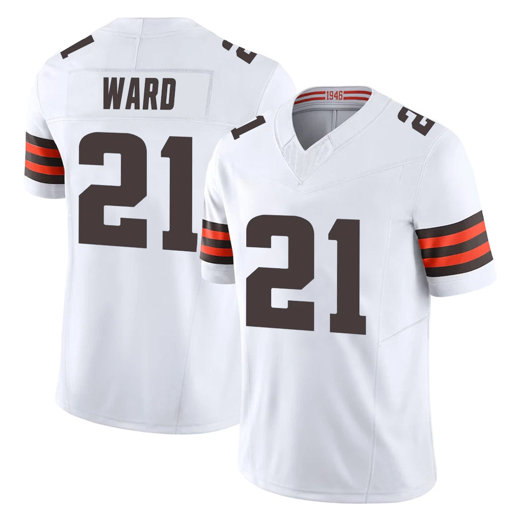 C.Browns #21 Denzel Ward Player White Vapor F.U.S.E. Limited Home Game Jdoa Stitched Jerseys
