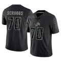 D.Lions #70 Juice Scruggs Player Black Reflective Limited Home Game Jdoa Stitched Jerseys