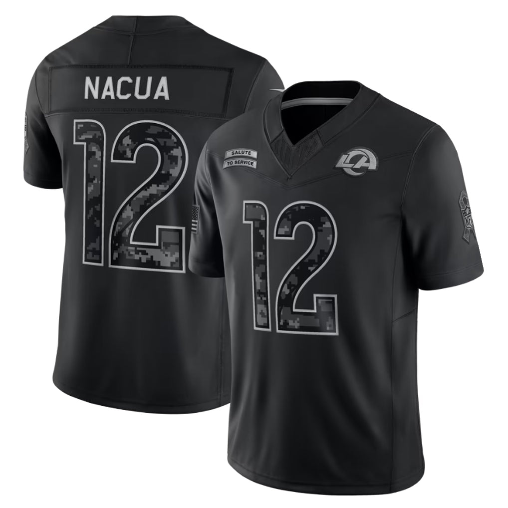 LA.Rams #12 Puka Nacua Player Black Limited 2026 Salute to Service Home Game Xdoa Stitched Jerseys