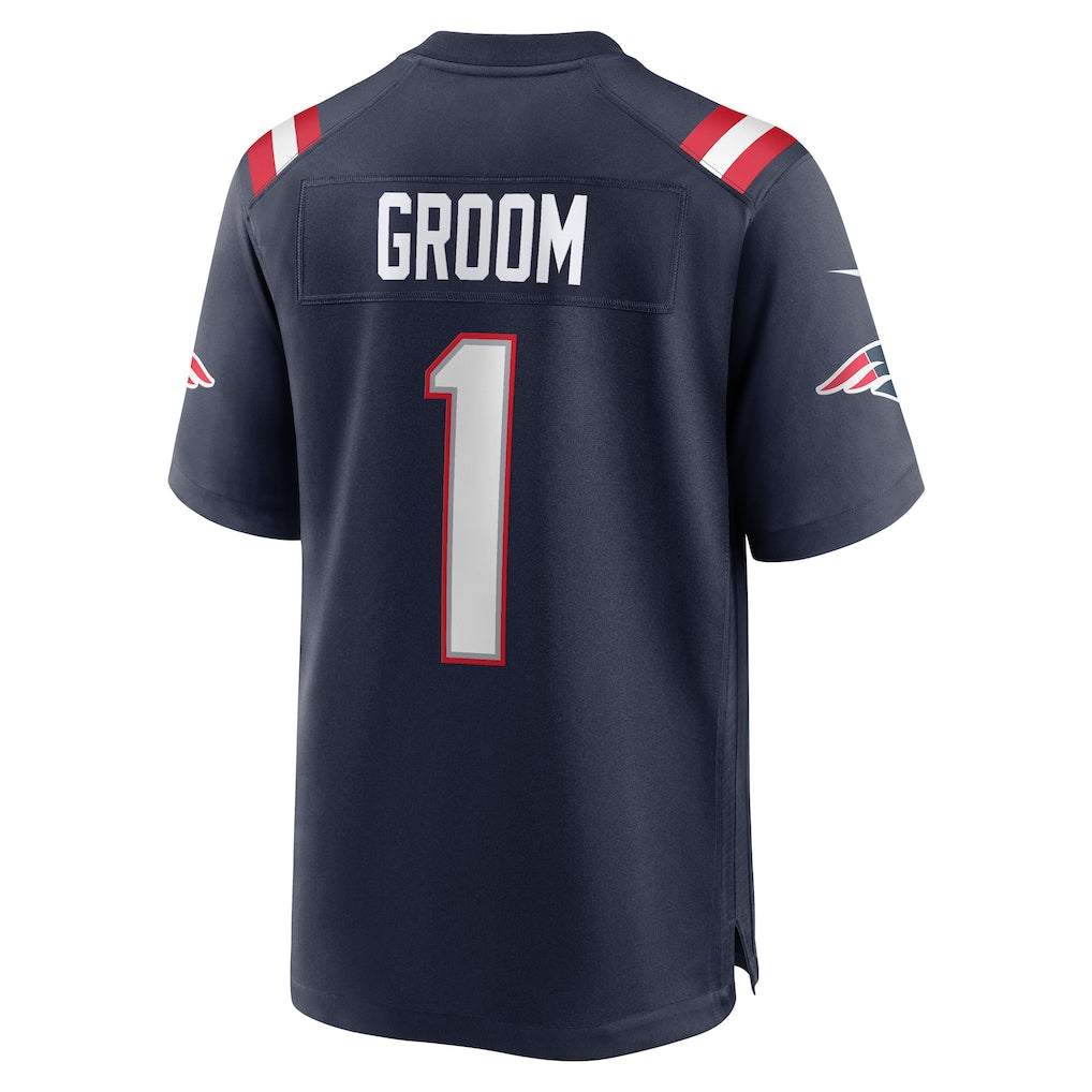 Jdoa NE.Patriots #1 Groom Navy Game Jersey