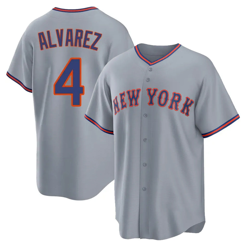 NY.Mets #4 Francisco Alvarez Player Gray Road Home Game Jdoa Stitched Jerseys