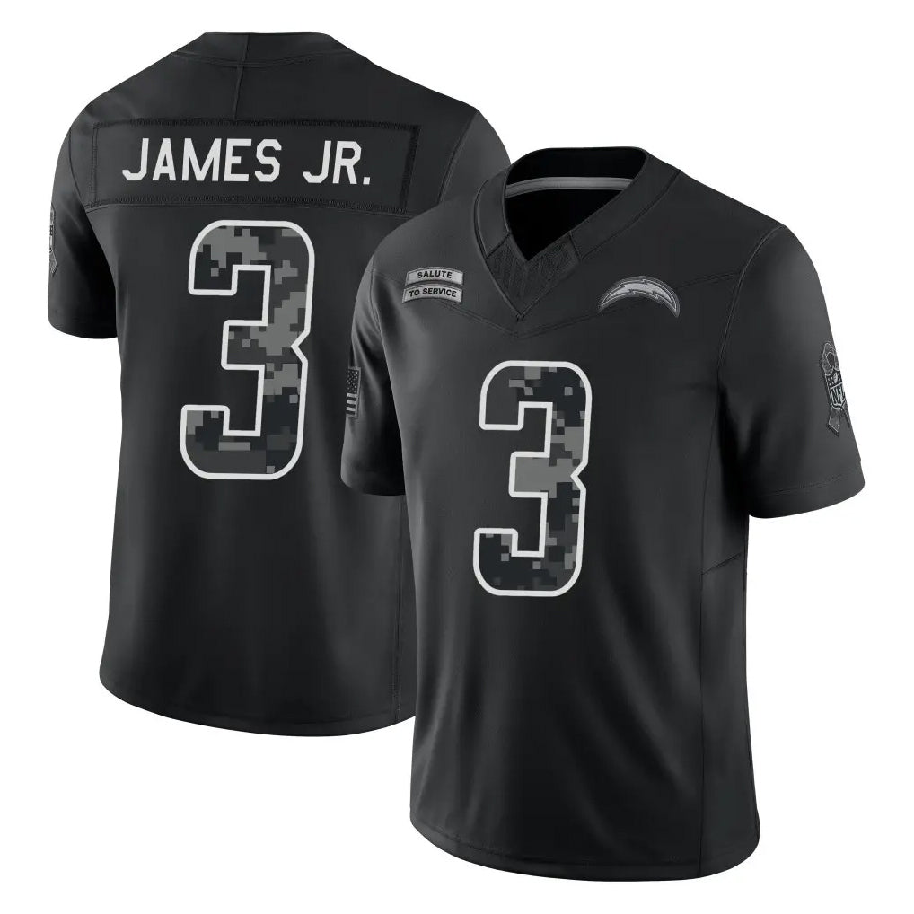 LA.Chargers #3 Derwin James Jr. Player Black Limited 2026 Salute to Service Home Game Stitched Jerseys