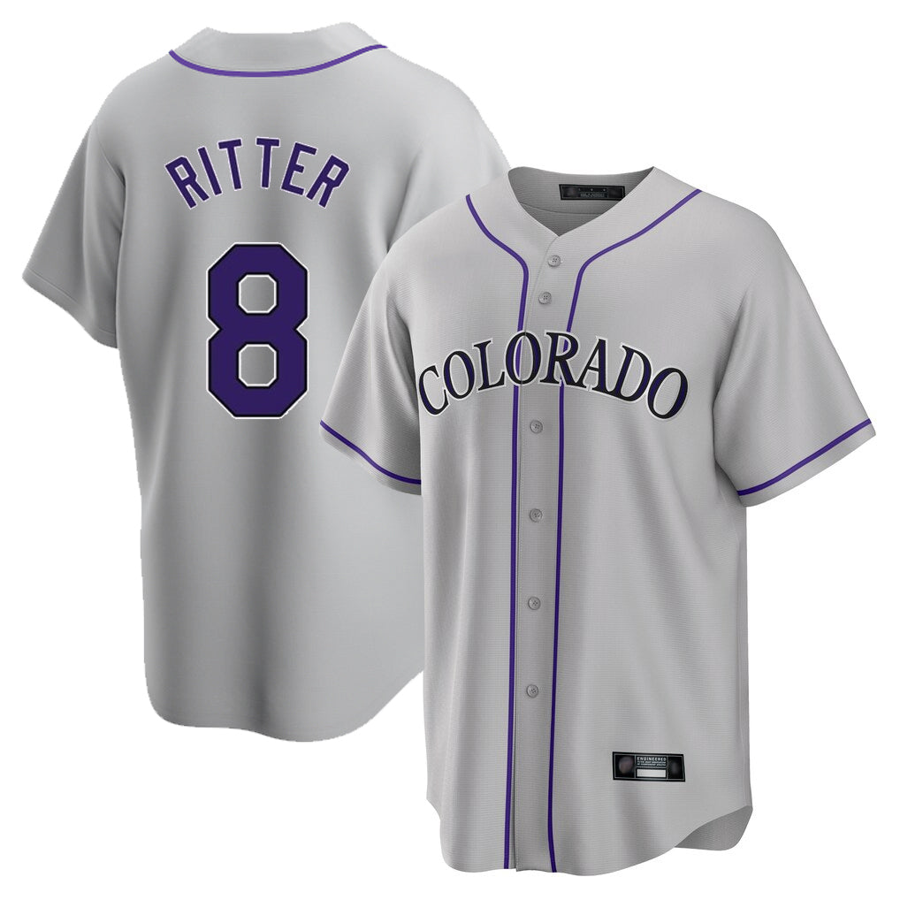 C.Rockies #8 Ryan Ritter Player Gray Game Home Jdoa Stitched Jerseys
