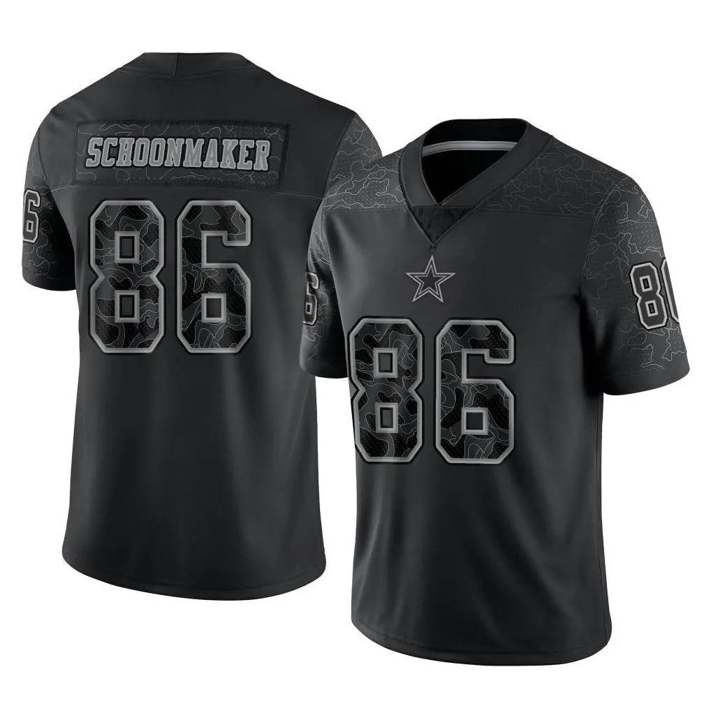 D.Cowboys #86 Luke Schoonmaker Player Black Limited Reflective Home Game Jdoa Stitched Jerseys
