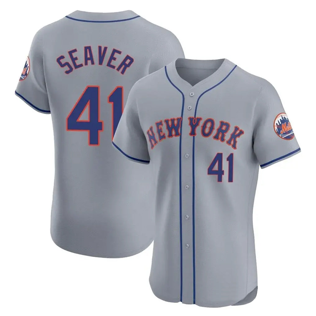 NY.Mets #41 Tom Seaver Player Gray Road Limited Elite Home Jdoa Stitched Jerseys