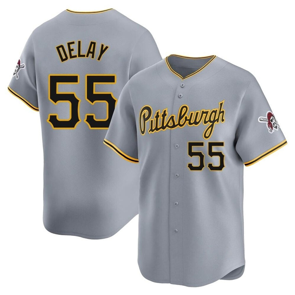 P.Pirates #55 Jason Delay Player Gray Road Home Limited Jdoa Stitched Jerseys