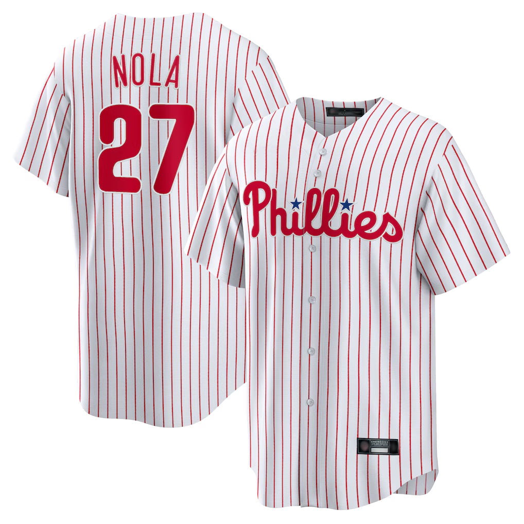 P.Phillies #27 Aaron Nola Player White Home Game Jdoa Stitched Jerseys