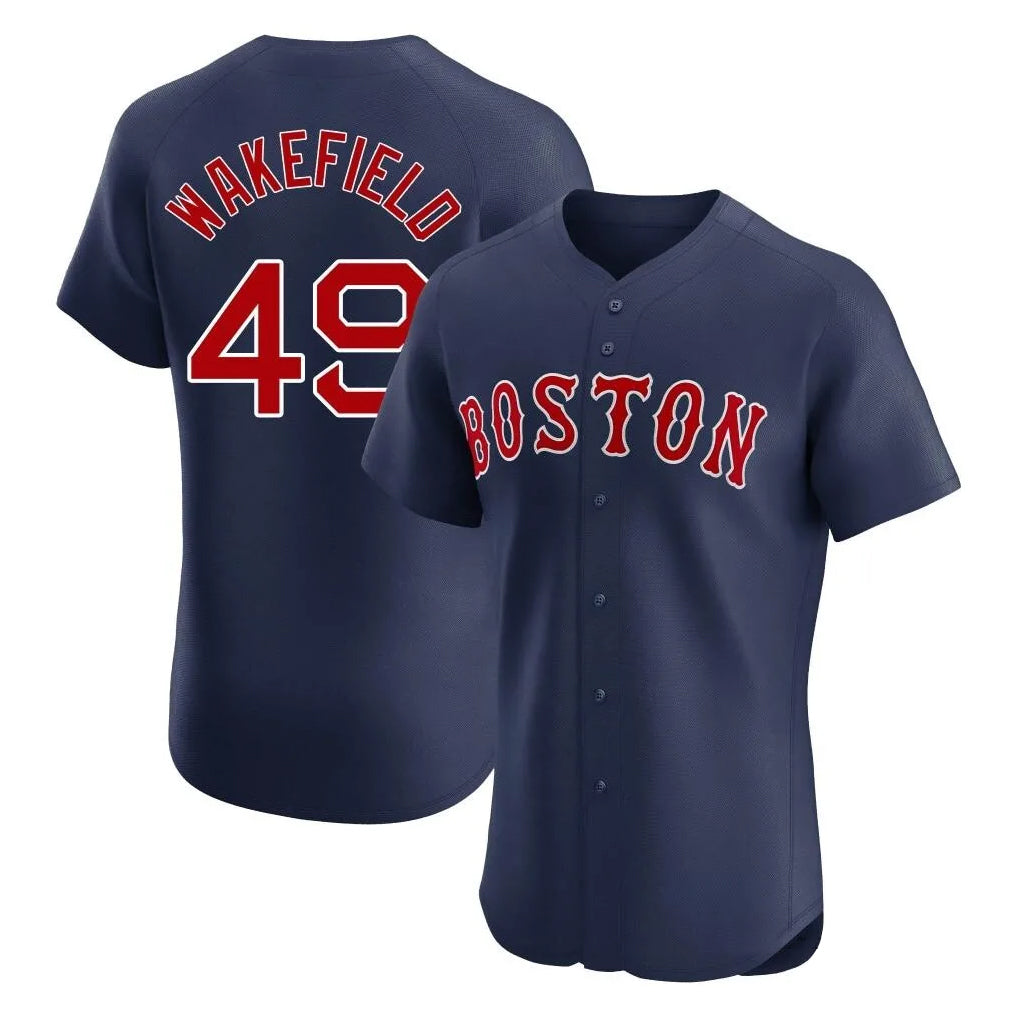 B.Red Sox #49 Tim Wakefield Player Navy Limited Elite Home Game Jdoa Stitched Jerseys