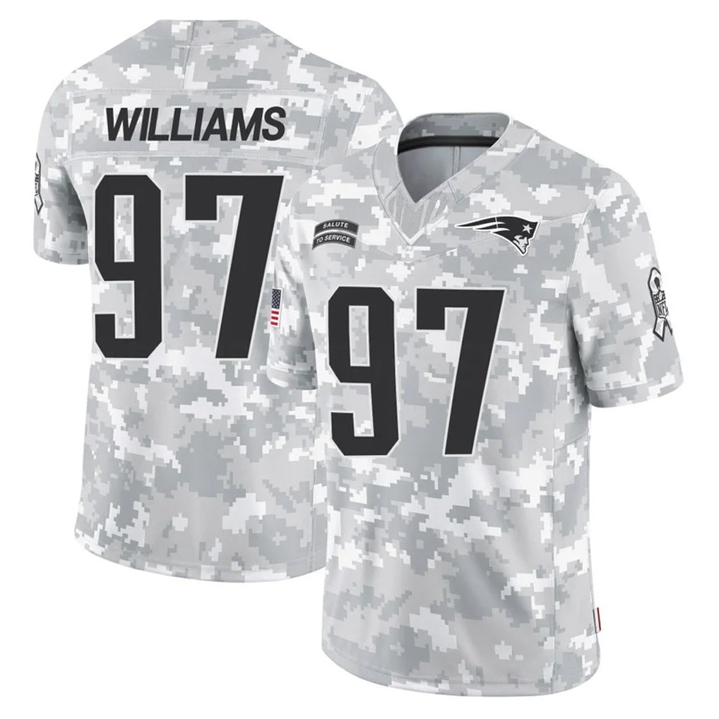 NE.Patriots #97 Milton Williams Player Arctic Camo Salute To Service Limited Game Jdoa Stitched Jerseys