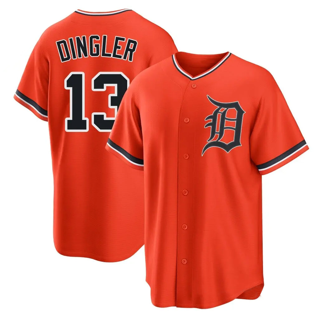 D.Tigers #13 Dillon Dingler Player Orange Home Game Jdoa Stitched Jerseys