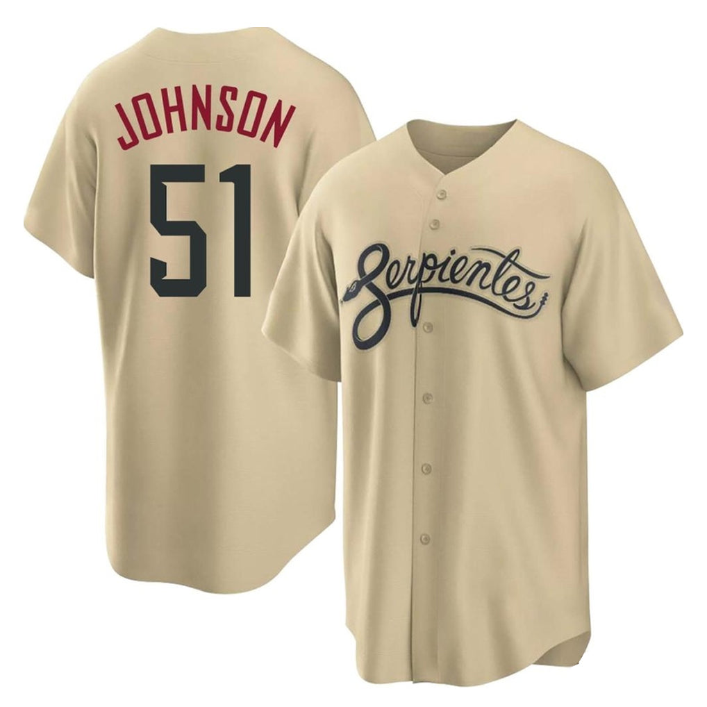A.Diamondbacks #51 Randy Johnson Player Tan City Connect Home Game Jdoa Stitched Jerseys