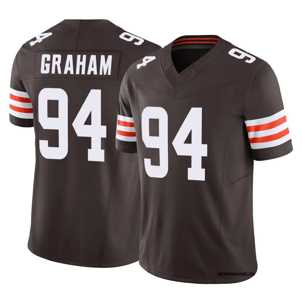 C.Browns #94 Mason Graham Player Brown Vapor F.U.S.E. Limited Home Game Jdoa Stitched Jerseys