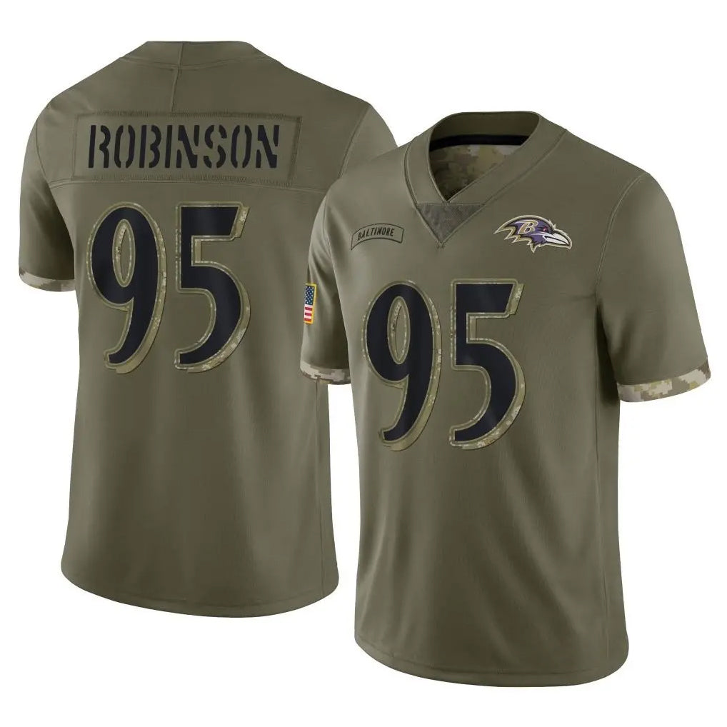 B.Ravens #95 Tavius Robinson Player Olive Salute To Service Jdoa Stitched Jerseys