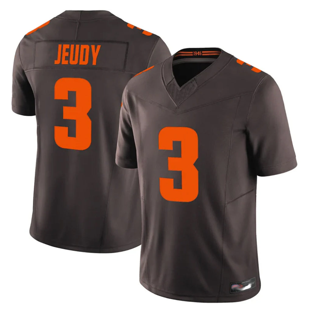 C.Browns #3 Jerry Jeudy Player Brown Limited Vapor F.U.S.E. Alternate Game Jdoa Stitched Jerseys
