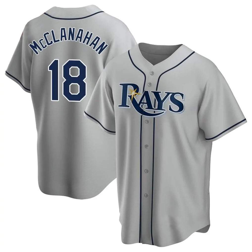 T.Bay Rays #18 Shane McClanahan Player Gray Home Game Jdoa Stitched Jerseys
