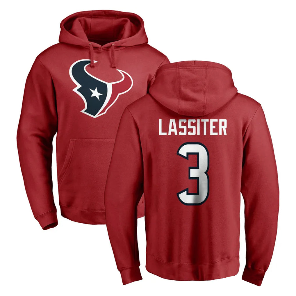 H.Texans #3 Kamari Lassiter Player Red Pro Line Pullover Hoodie Limited Game Jdoa Stitched Jerseys