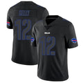 B.Bills #12 Jim Kelly Player Limited Black Impact Jdoa Stitched Jerseys