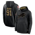 B.Bills #91 Ed Oliver Player Black Salute to Service Hoodies Jdoa Stitched Jersey