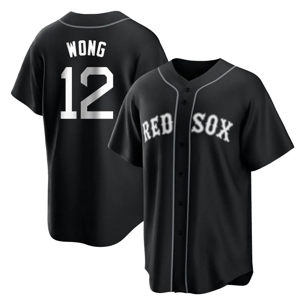 B.Red Sox #12 Connor Wong Player Black Home Game Jdoa Stitched Jerseys