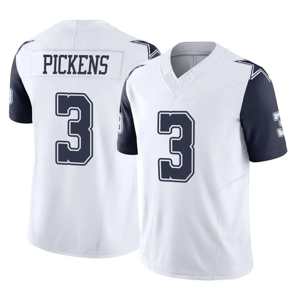 D.Cowboys #3 George Pickens Player White-Navy Limited Vapor F.U.S.E. Home Game Jdoa Stitched Jerseys