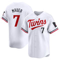 M.Twins #7 Joe Mauer Player White Home Limited Jdoa Stitched Jerseys