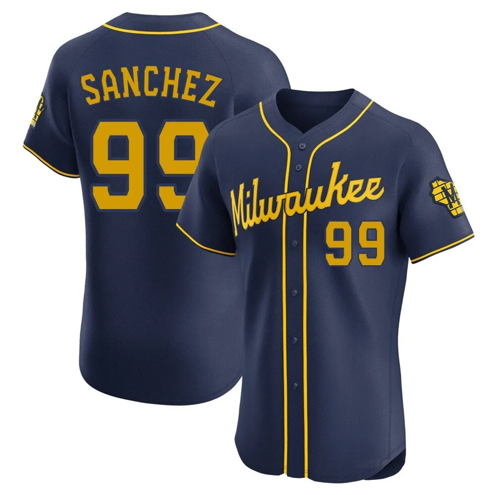 M.Brewers #99 Gary Sanchez Player Navy Home Limited Elite Jdoa Stitched Jerseys