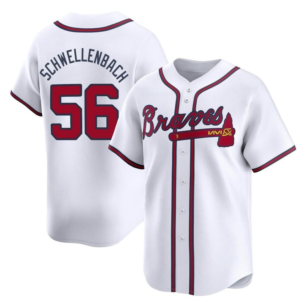 A.Braves #56 Spencer Schwellenbach Player White Limited Home Game Jdoa Stitched Jerseys