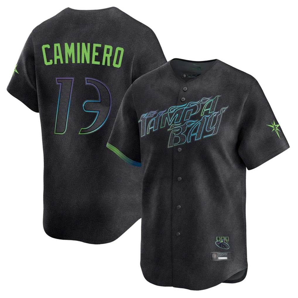T.Bay Rays #13 Junior Caminero Player Black City Connect Home Limited Jdoa Stitched Jerseys