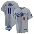 LA.Dodgers #11 Roki Sasaki Player Gray World Series Meet Game Home Jdoa Stitched Jerseys