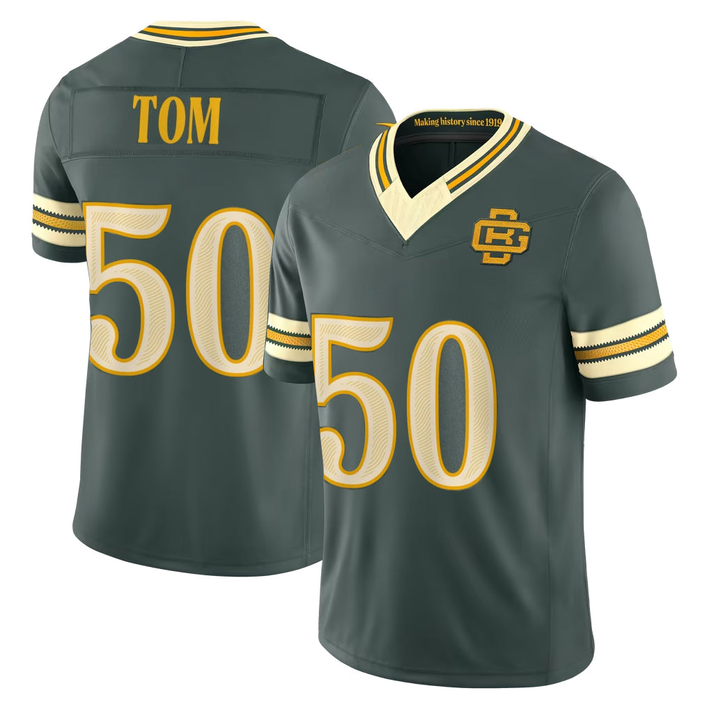 GB.Packers #50 Zach Tom Player Green Limited 2026 Rivalries Collection Home Game Jdoa Stitched Jerseys