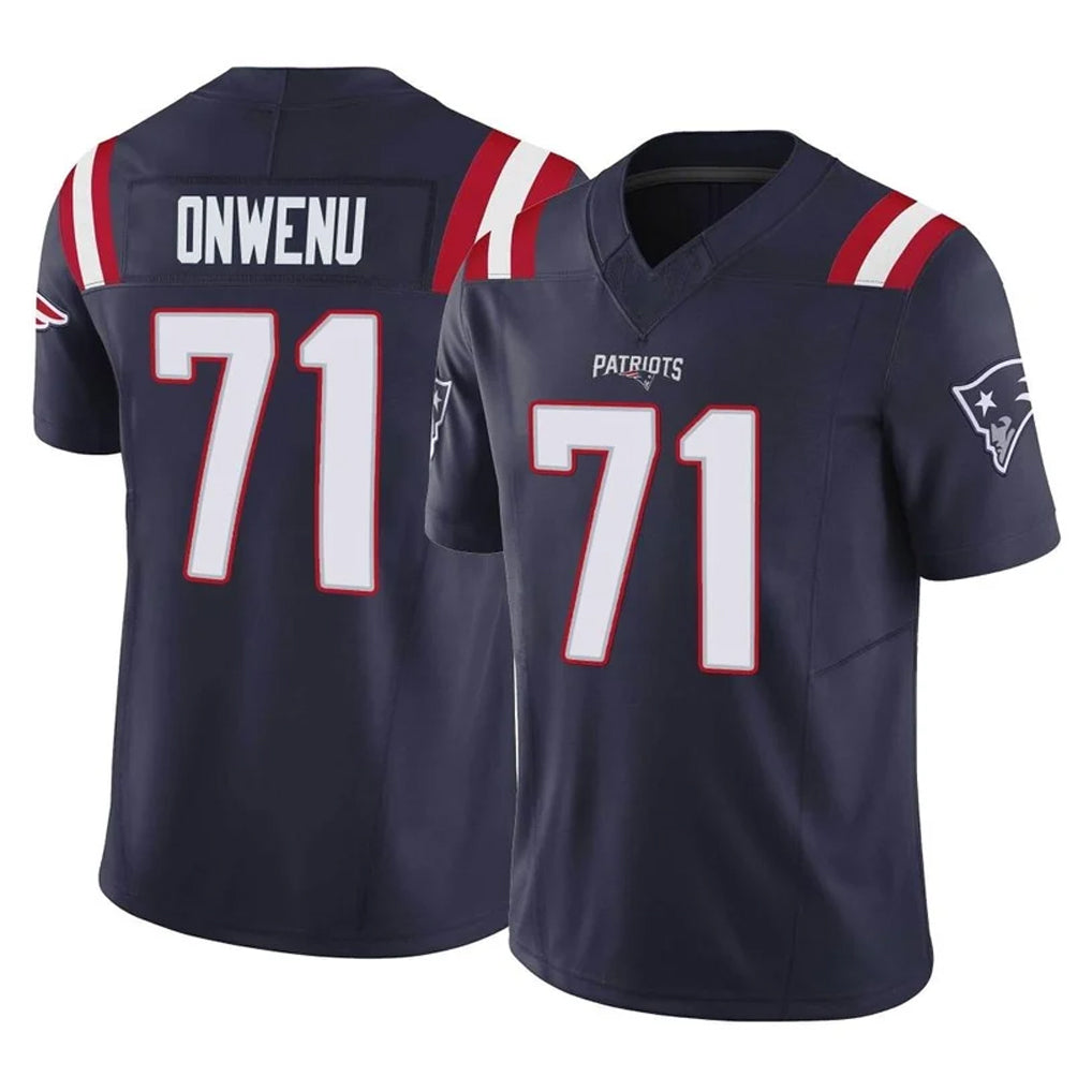 NE.Patriots #71 Mike Onwenu Player Navy Limited Vapor F.U.S.E. Home Game Jdoa Stitched Jerseys