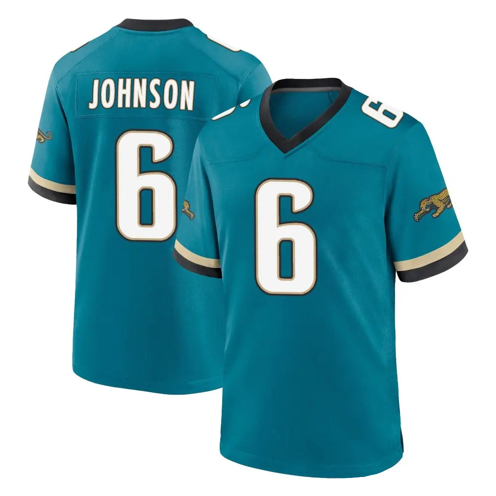 J.Jaguars #6 Antonio Johnson Player Teal Prowler Throwback Limited Home Game Jdoa Stitched Jerseys