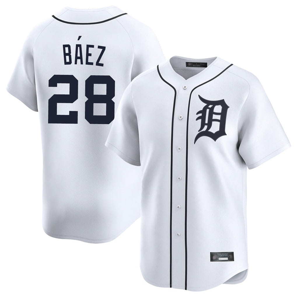 D.Tigers #28 Javier B¨¢ez Player White Home Limited Jdoa Stitched Jerseys