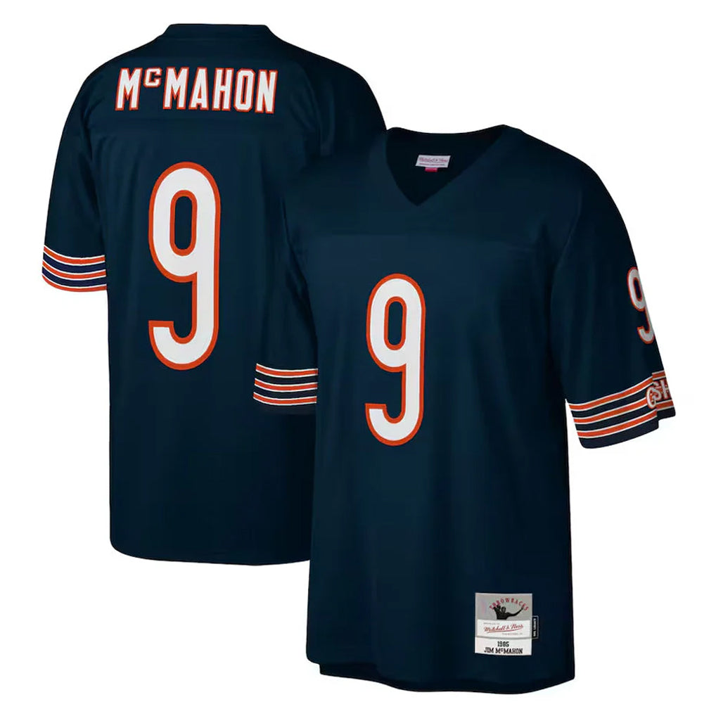 C.Bears #9 Jim McMahon Player Navy Mitchell & Ness Navy Legacy Replica Jdoa Stitched Jerseys