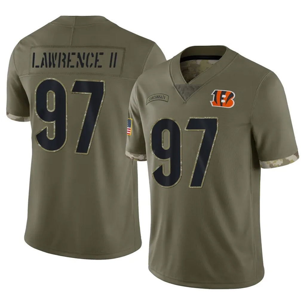 C.Bengals #97 Dexter Lawrence II Player Olive Salute to Service Limited Game Jdoa Stitched Jerseys