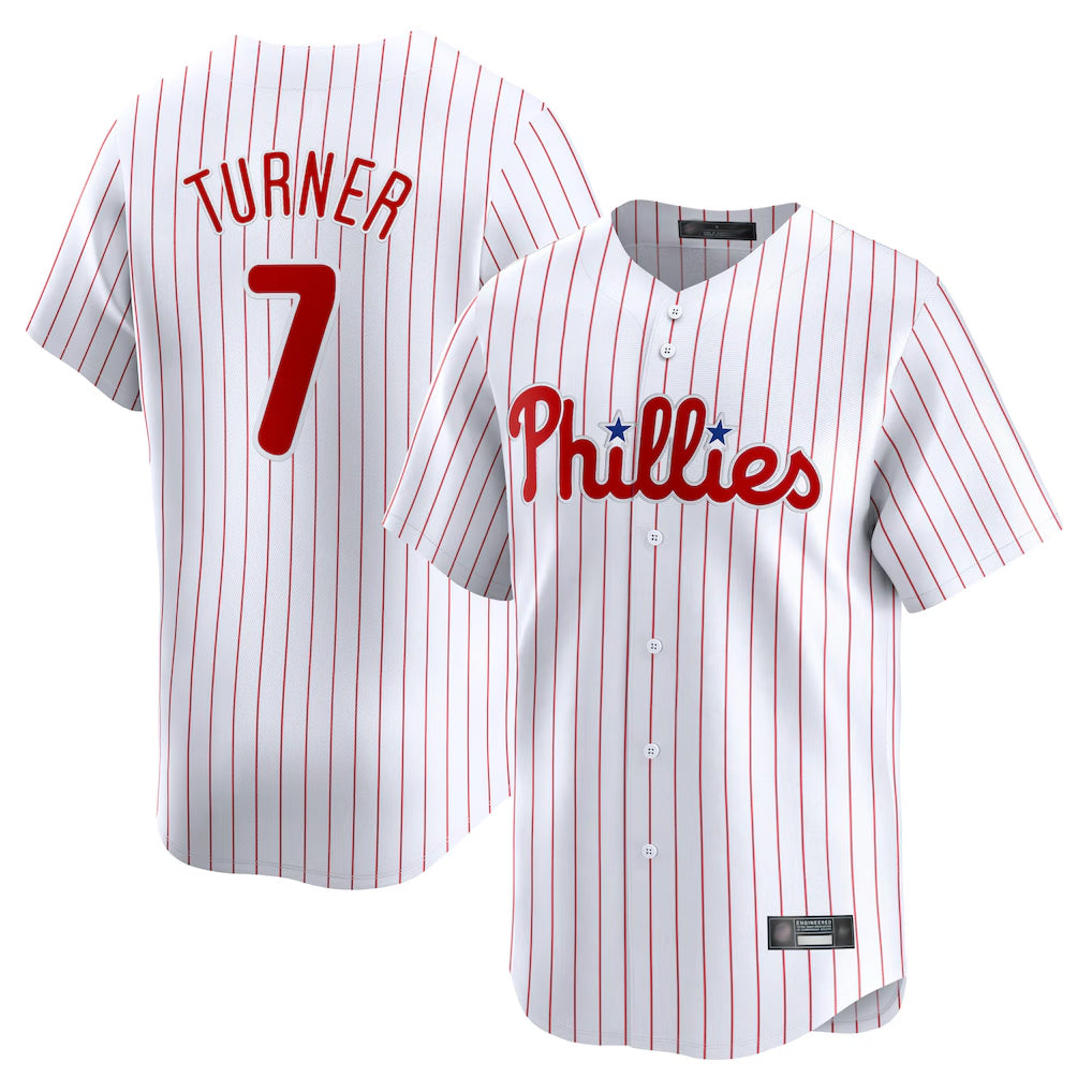 P.Phillies #7 Trea Turner Player White Home Limited Jdoa Stitched Jerseys