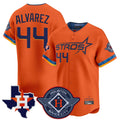 H.Astros #44 Yordan Alvarez Player Orange City Connect Texas Patch Vapor Premier Limited Home Jdoa Stitched Jerseys