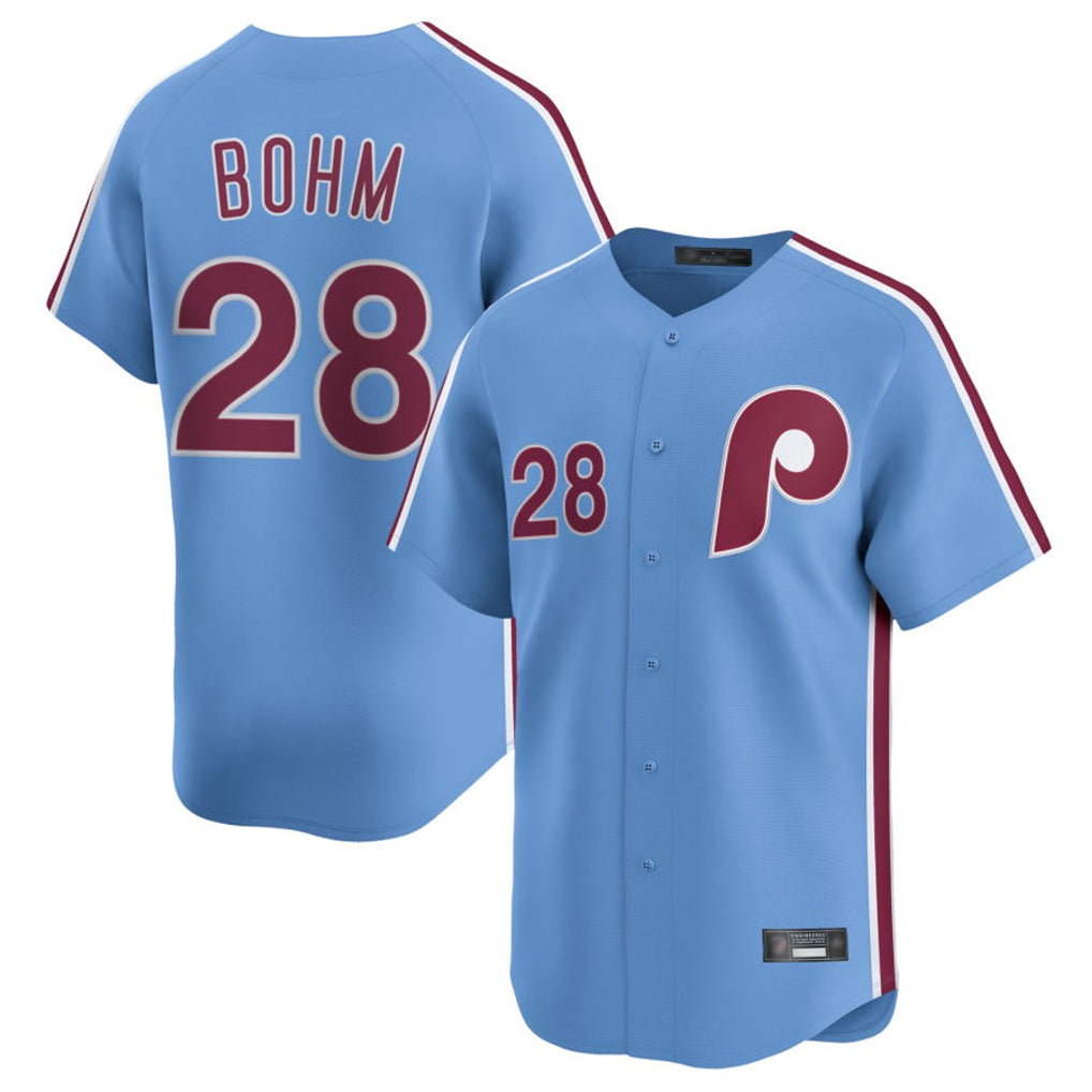 P.Phillies #28 Alec Bohm Player Light Blue Home Limited Jdoa Stitched Jerseys