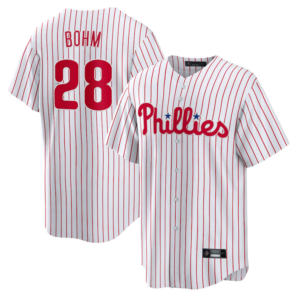 P.Phillies #28 Alec Bohm Player White Home Game Jdoa Stitched Jerseys