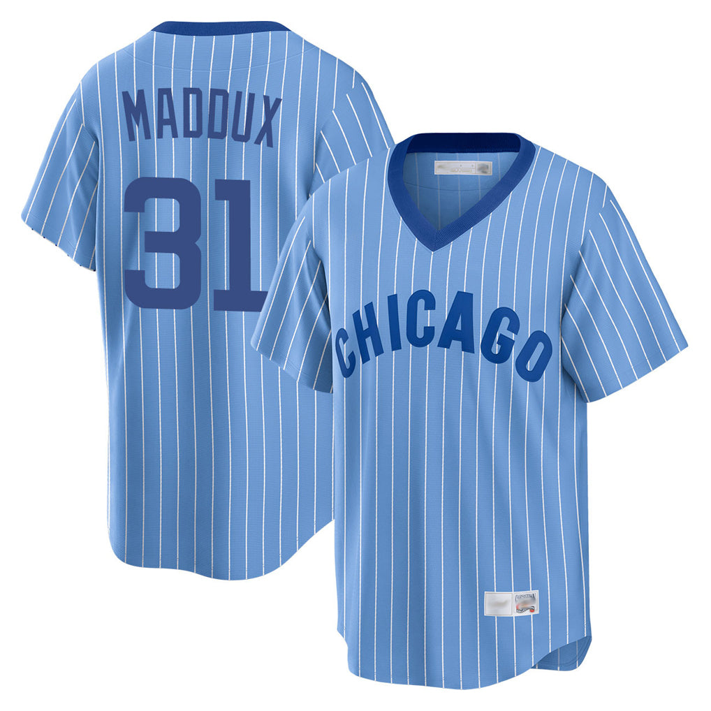 C.Cubs #31 Greg Maddux Player Blue T-shirt Cooperstown Collection Limited Jdoa Stitched Jerseys