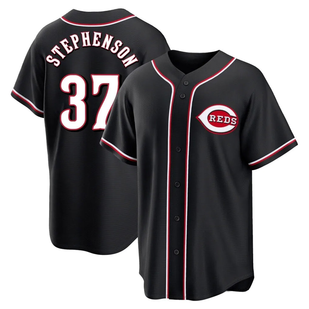 C.Reds #37 Tyler Stephenson Player Black Fashion Out Home Game Jdoa Stitched Jerseys