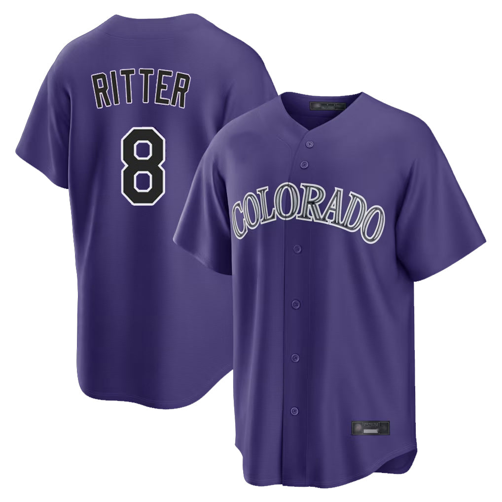 C.Rockies #8 Ryan Ritter Player Purple Game Home Jdoa Stitched Jerseys