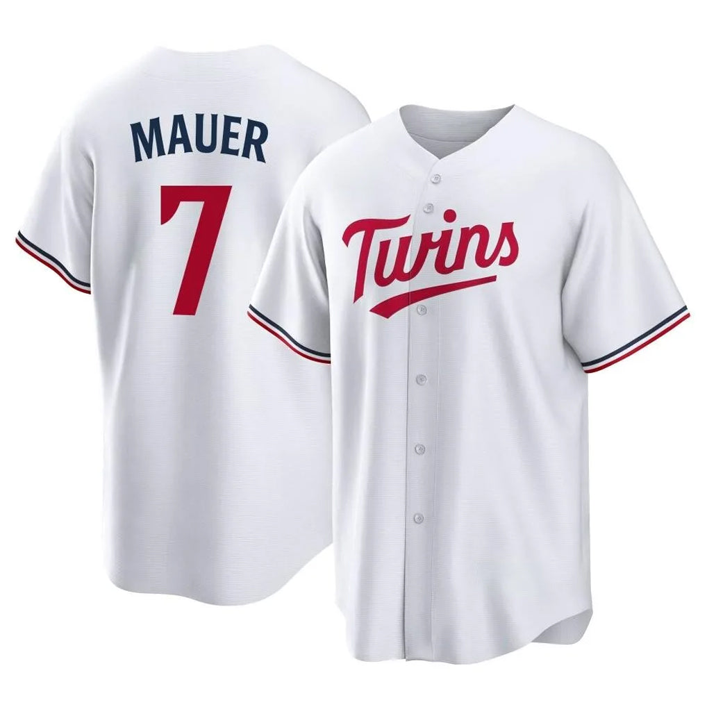 M.Twins #7 Joe Mauer Player White Home Game Jdoa Stitched Jerseys